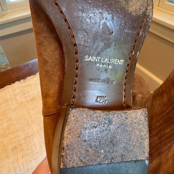 $1,215 Saint Laurent Wyatt Suede Chelsea Boots Brown leather black tan Oxford - Picture 11 of 11